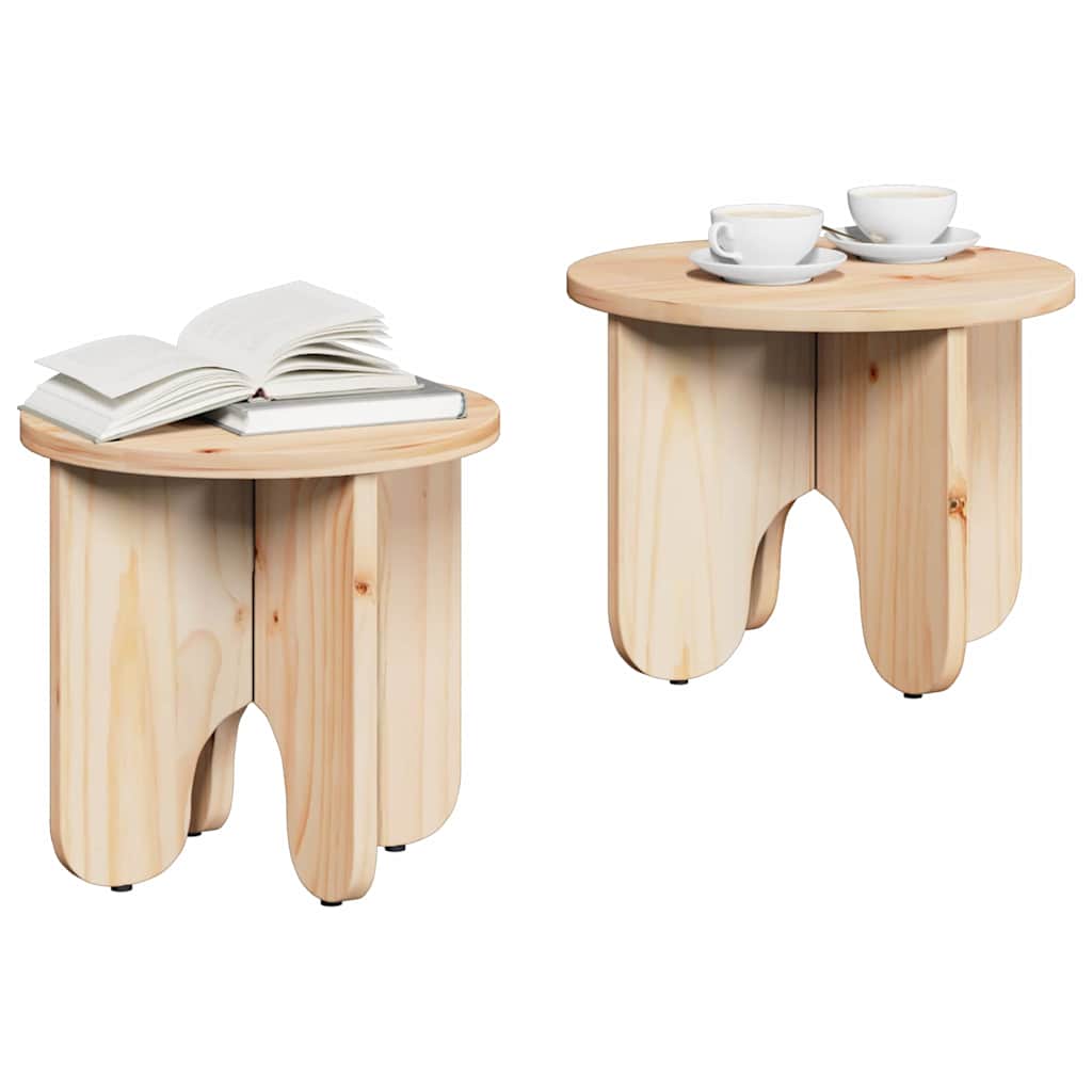 Vidaxl salontafel 2 st naturel 39.5 x 39.5 x 30 cm massief grenenhout