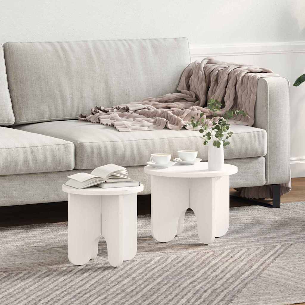 Vidaxl salontafel 2 st wit 39.5 x 39.5 x 30 cm massief grenenhout