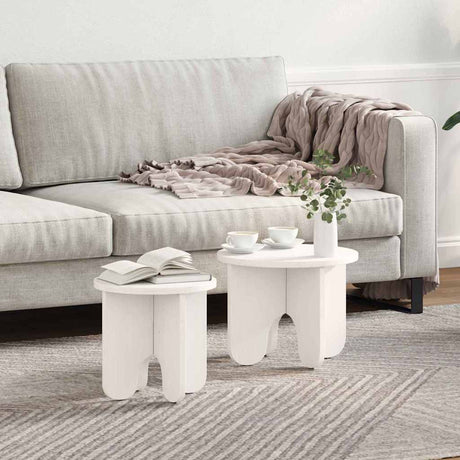 Vidaxl salontafel 2 st wit 39.5 x 39.5 x 30 cm massief grenenhout