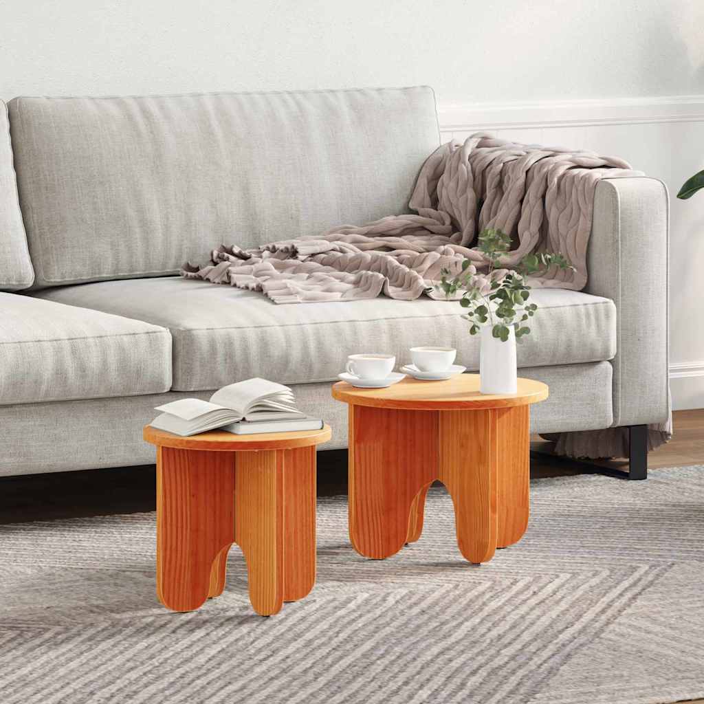 Vidaxl salontafel 2 st wasbruin 39.5 x 39.5 x 30 cm massief grenenhout