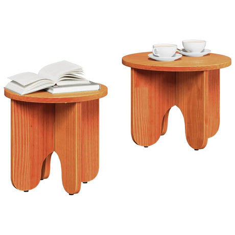 Vidaxl salontafel 2 st wasbruin 39.5 x 39.5 x 30 cm massief grenenhout