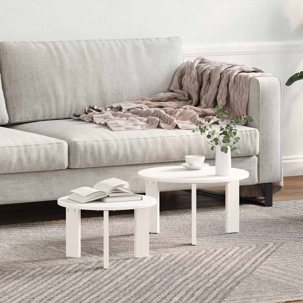 Vidaxl salontafel 2 st wit 47,5 x 47,5 x 27 cm massief grenenhout