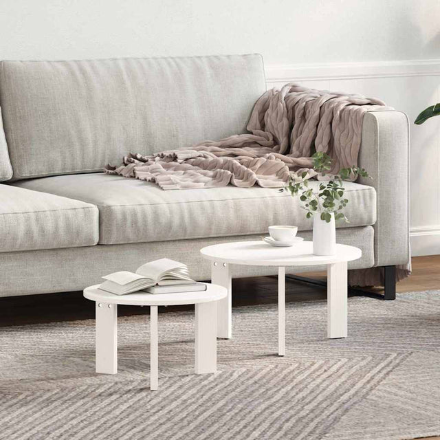 Vidaxl salontafel 2 st wit 47,5 x 47,5 x 27 cm massief grenenhout