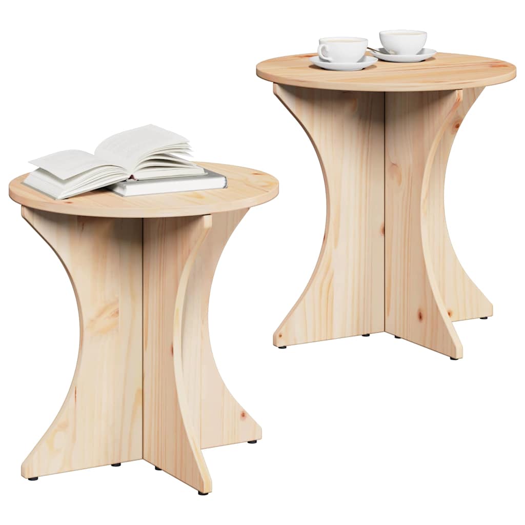 Vidaxl salontafel 2 st naturel 46 x 46 x 47 cm massief grenenhout
