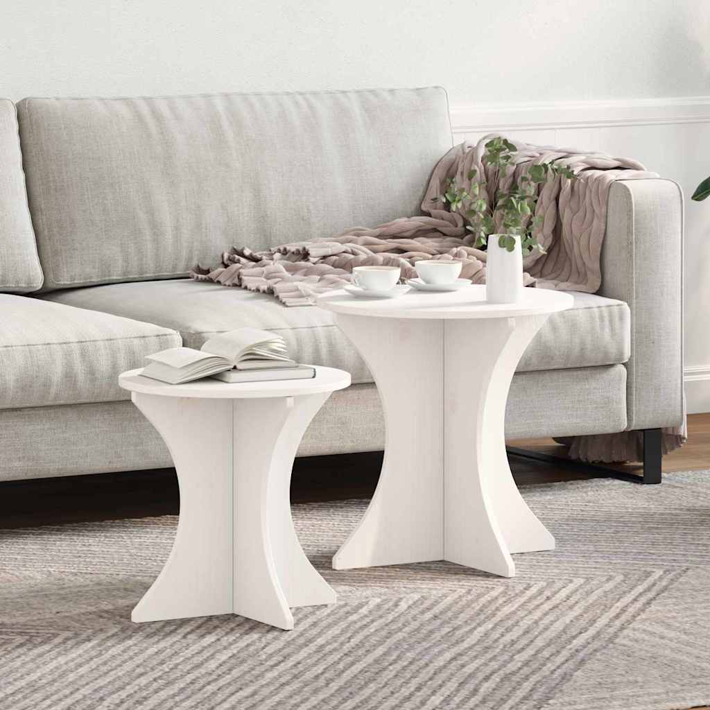 Vidaxl salontafel 2 st wit 46 x 46 x 47 cm massief grenenhout