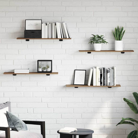 Vidaxl boekenplank bord 3-laags 4 st 80 x 20 x 1,5 cm bewerkt hout