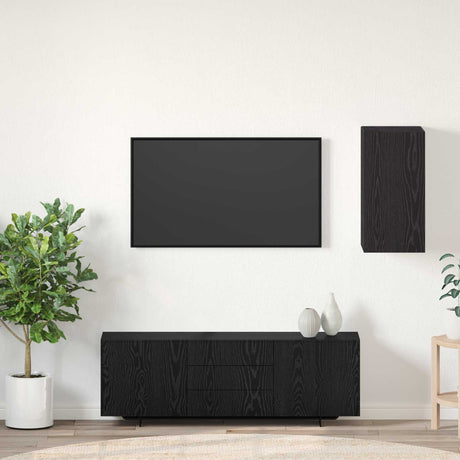Vidaxl wand tv kast 30,5 x 30 x 60 cm zwart eiken bewerkt hout