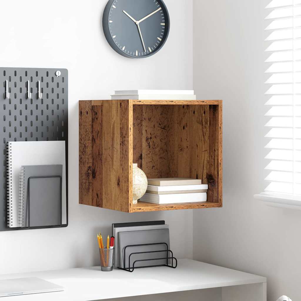Vidaxl wandkast muurmontage oudhout 37 x 37 x 37 cm bewerkt hout