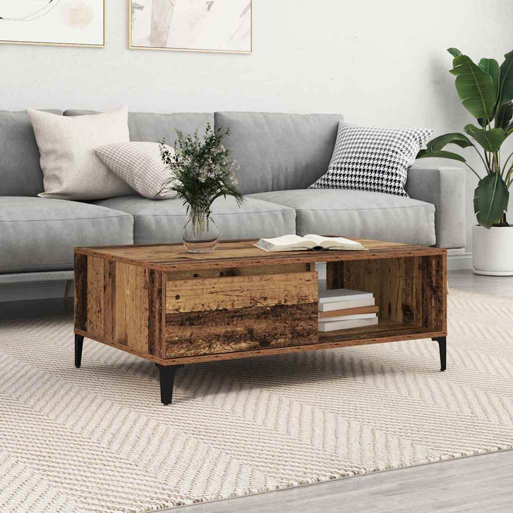 Vidaxl salontafel oud hout 90 x 60 x 35 cm bewerkt hout