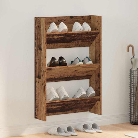 Vidaxl schoenenkast 60 x 18 x 90 cm bewerkt hout oud hout