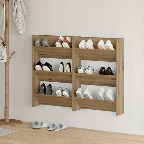 Vidaxl schoenenkast 2 st 60 x 18 x 90 cm bewerkt hout artisanaal eiken