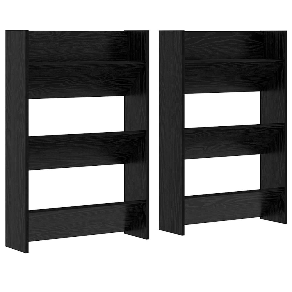 Vidaxl schoenenkast 2 pcs zwart eiken 60 x 18 x 90 cm bewerkt hout