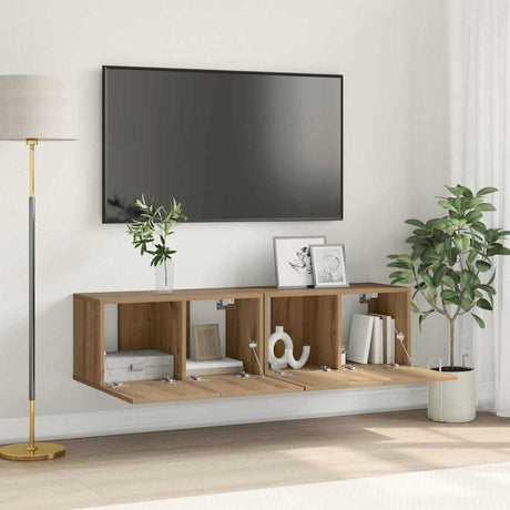 Vidaxl tv-meubelset 2 st bruin bewerkt hout