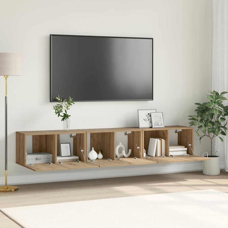 Vidaxl tv-meubelset 3 st bruin bewerkt hout