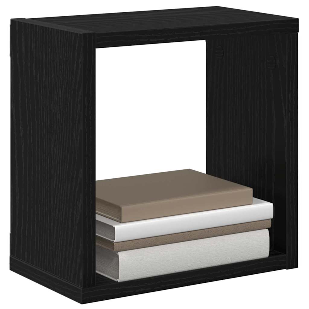 Vidaxl wandschappen 2 st zwart eiken bewerkt hout