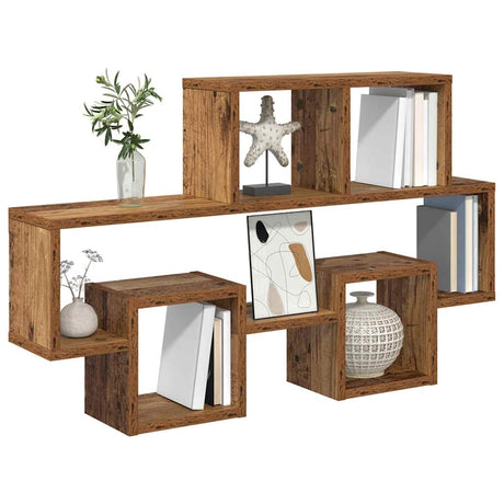 Vidaxl wandplank muurmontage oud hout 82 x 15 x 51 cm bewerkt hout