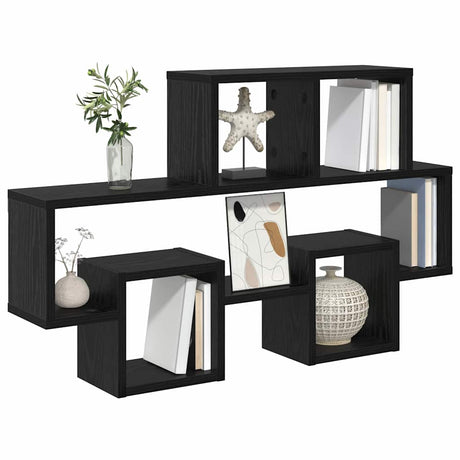 Vidaxl wandplank muurmontage zwart eiken 82 x 15 x 51 cm bewerkt hout