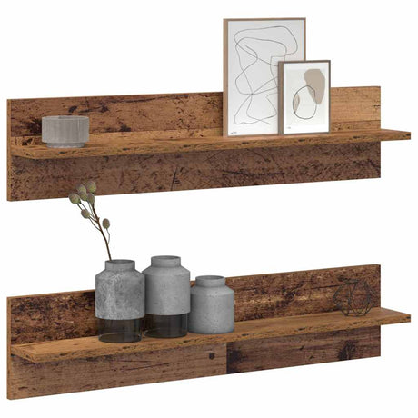 Vidaxl wandplank 2 st oud hout 80 x 11,5 x 18 cm bewerkt hout