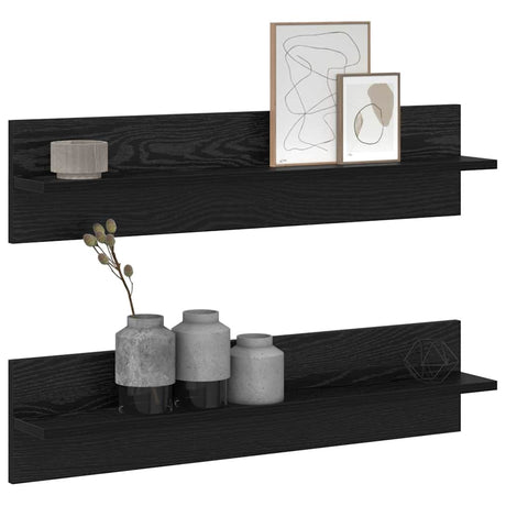 Vidaxl wandplank 2 st zwart eiken 80 x 11,5 x 18 cm bewerkt hout