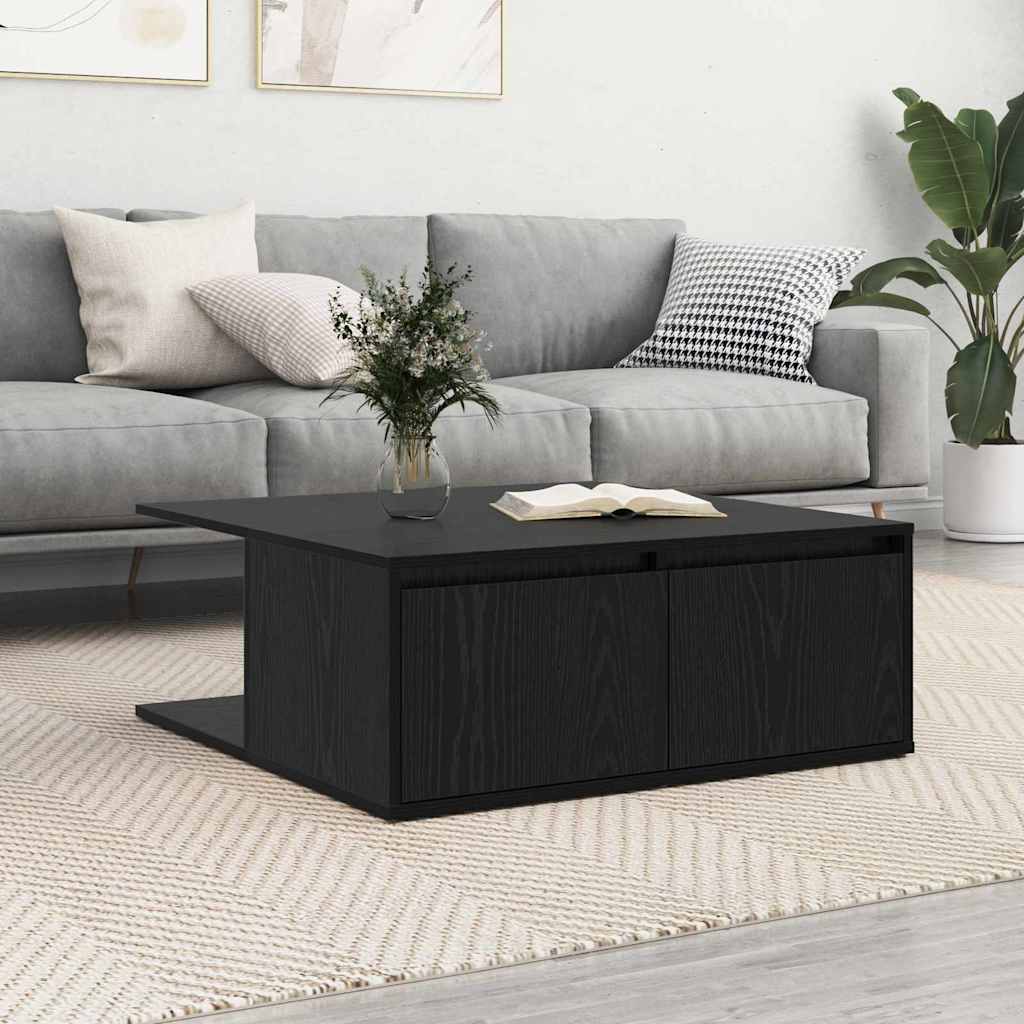 Vidaxl salontafel zwart eiken 80 x 80 x 31,5 cm bewerkt hout