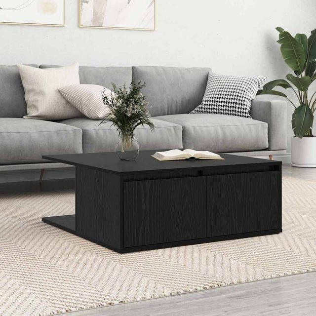 Vidaxl salontafel zwart eiken 80 x 80 x 31,5 cm bewerkt hout
