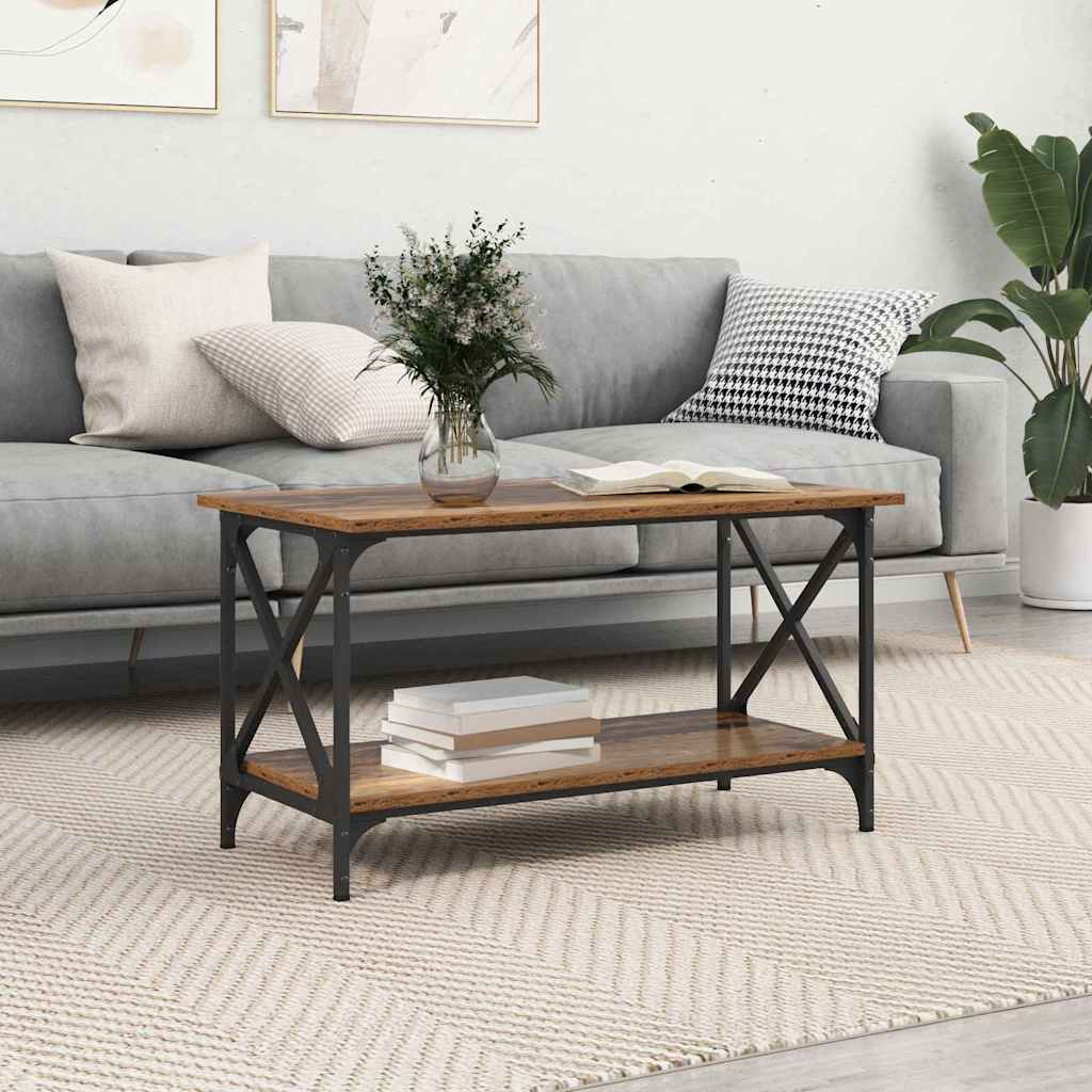Vidaxl salontafel oud hout 80 x 45 x 45.5 cm bewerkt hout