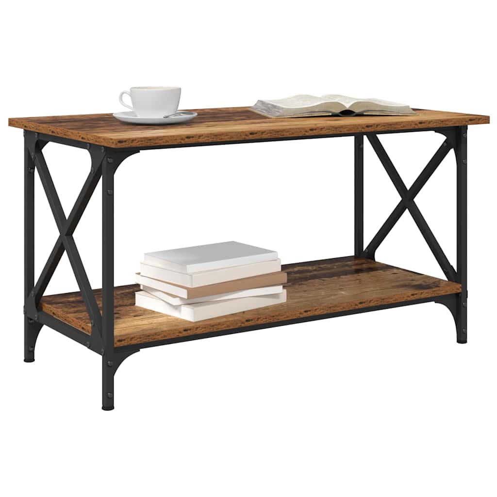 Vidaxl salontafel oud hout 80 x 45 x 45.5 cm bewerkt hout
