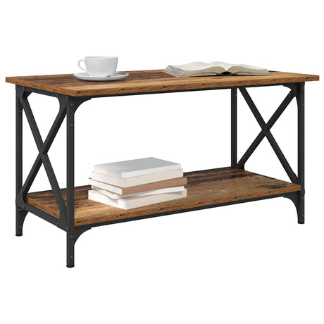 Vidaxl salontafel oud hout 80 x 45 x 45.5 cm bewerkt hout