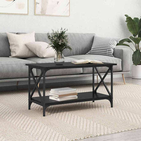 Vidaxl salontafel zwart eiken 80 x 45 x 45.5 cm bewerkt hout