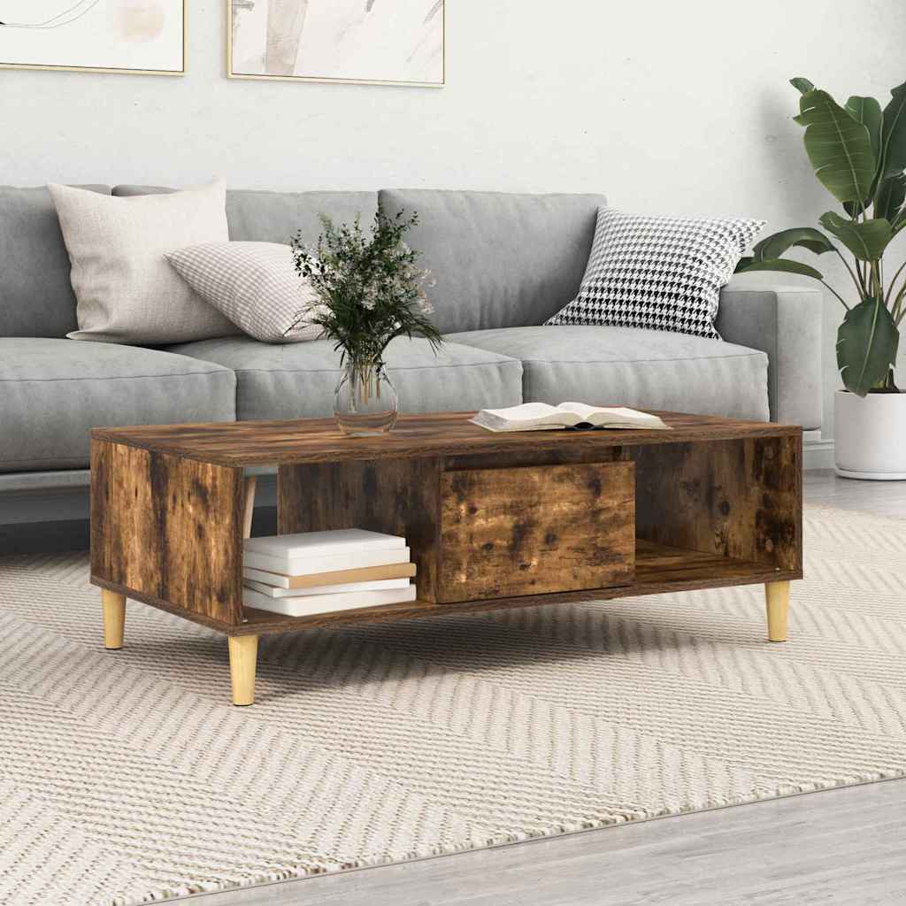 Vidaxl salontafel gerookt eiken 102 x 55 x 35 cm bewerkt hout