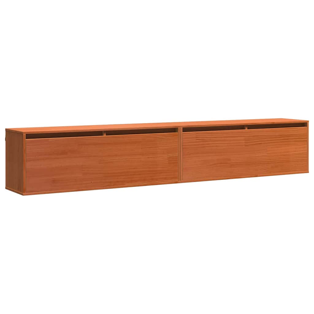 Vidaxl wandkast met plank wandgemonteerd wasbruin massief grenenhout