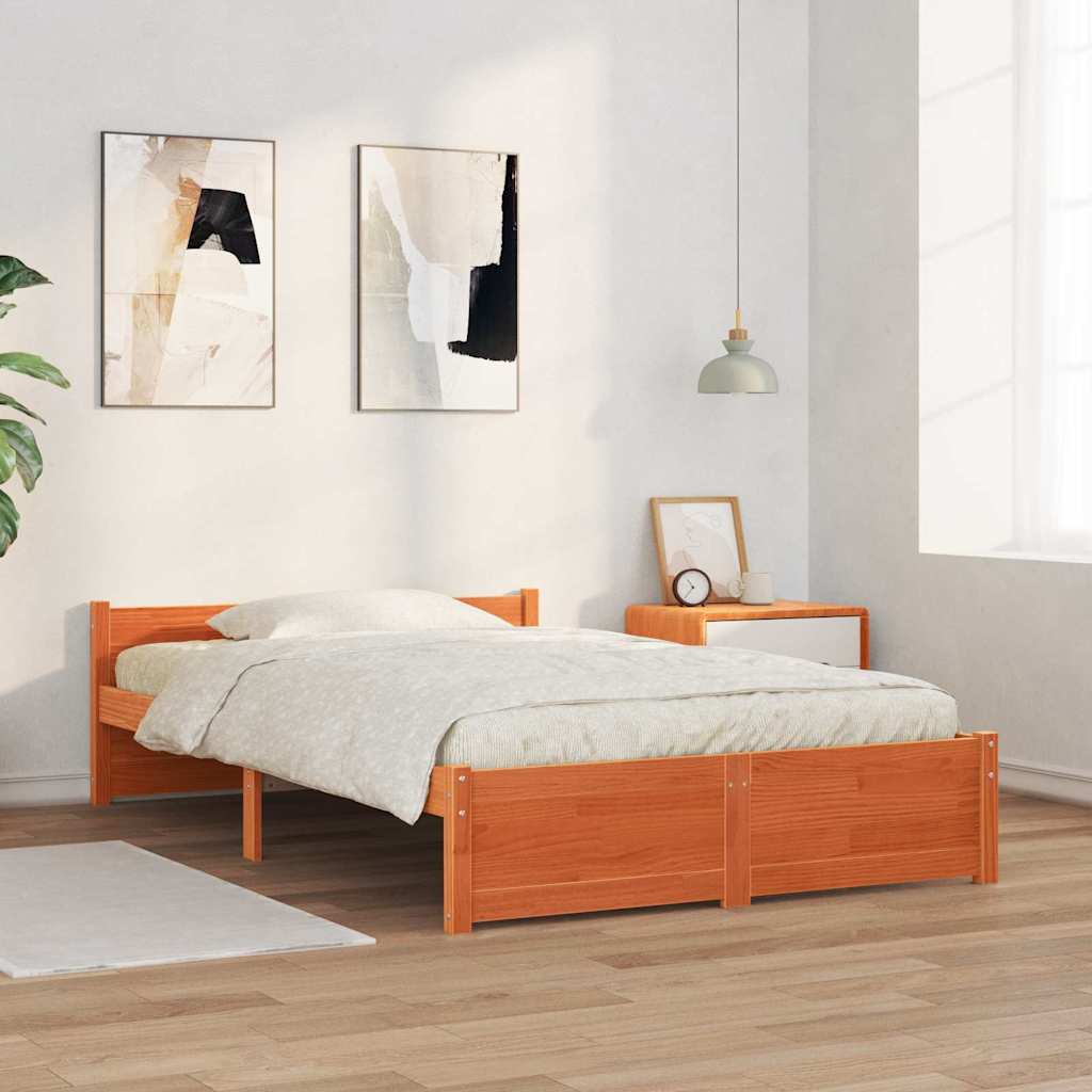 Vidaxl bedframe wasbruin 195,5 x 125,5 x 51 cm massief grenenhout