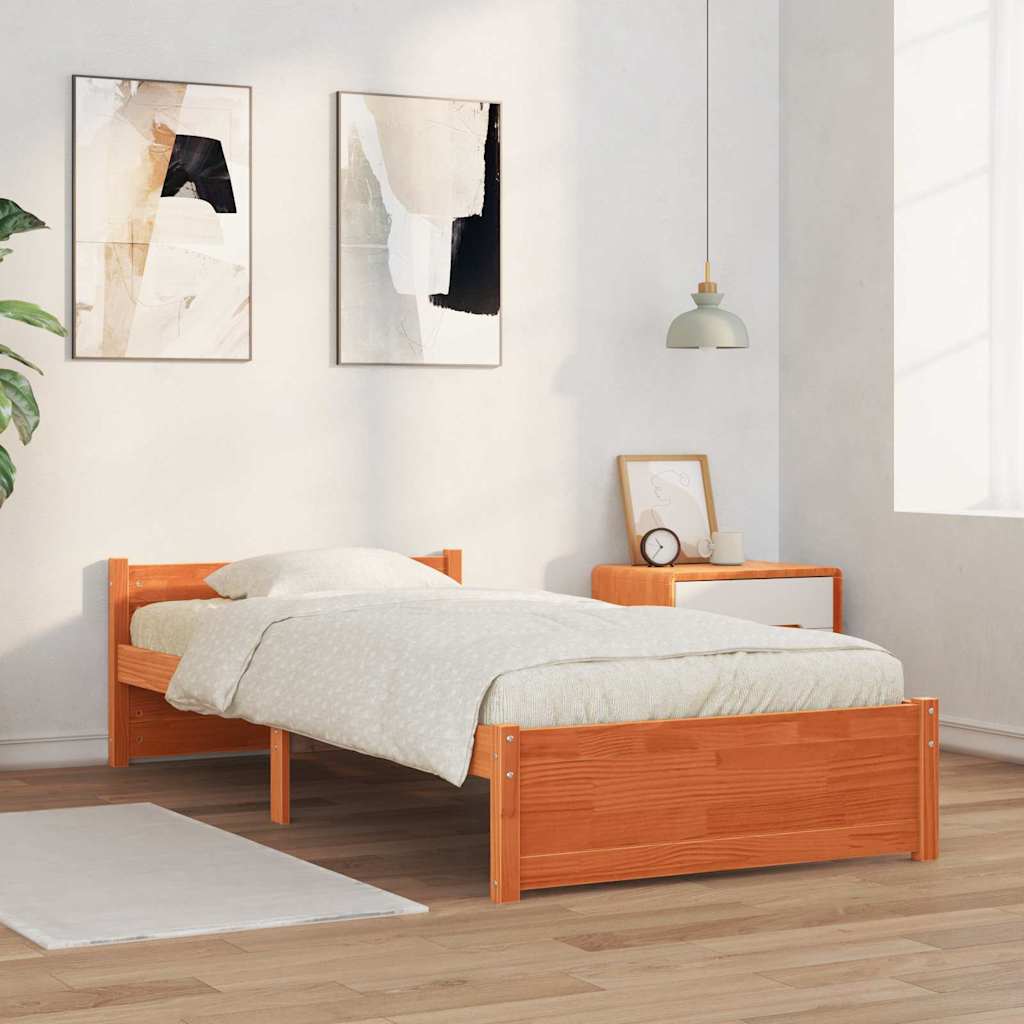 Vidaxl bedframe wasbruin 205,5 x 105,5 x 51 cm massief grenenhout