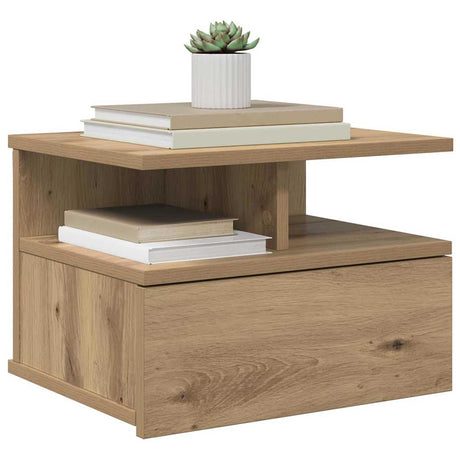 Vidaxl vliegend nachtkastje artisan eiken 40 x 31 x 28 cm bewerkt hout