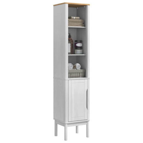 Vidaxl hoge badkamerkast floro wit 35 x 30 x 160 cm massief vurenhout