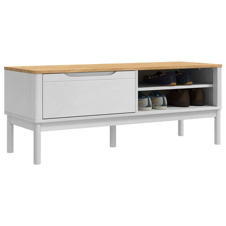 Vidaxl hal bank floro wit 115 x 40 x 45 cm massief vurenhout