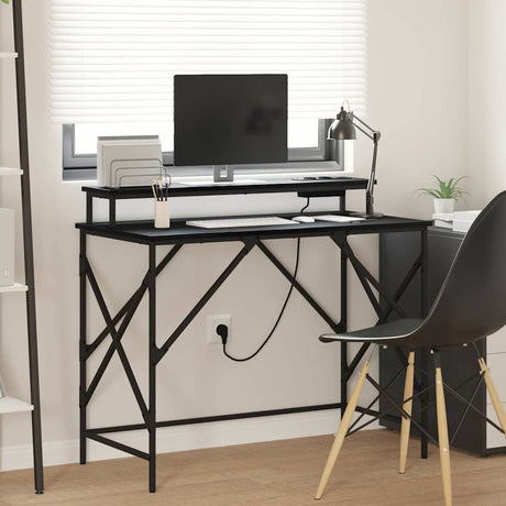 Vidaxl bureau zwart eiken 100 x 50 x 86,5 cm bewerkt hout