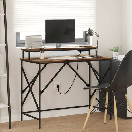 Vidaxl bureau gerookt eiken 100 x 50 x 86,5 cm bewerkt hout