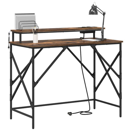 Vidaxl bureau gerookt eiken 100 x 50 x 86,5 cm bewerkt hout