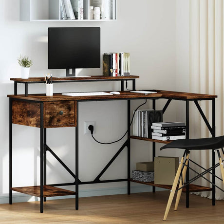 Vidaxl bureau gerookt eiken 120 x 79 x 86,5 cm bewerkt hout