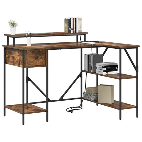 Vidaxl bureau gerookt eiken 120 x 79 x 86,5 cm bewerkt hout