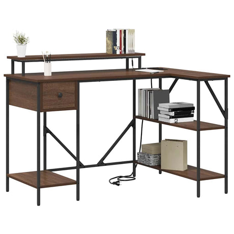 Vidaxl bureau bruin eiken 120 x 79 x 86,5 cm bewerkt hout