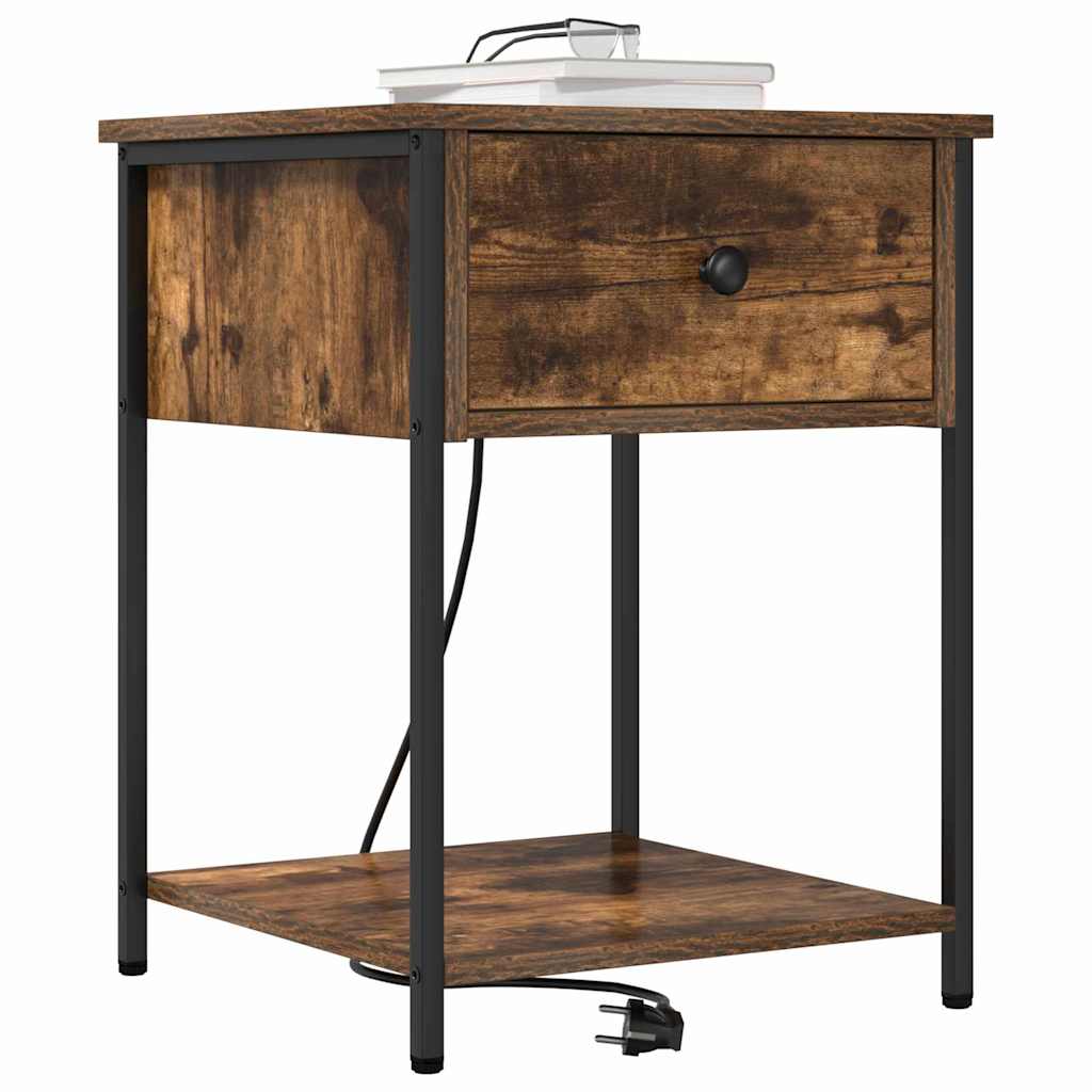 Vidaxl nachtkastje 2 st gerookt eiken 42 x 41 x 56 cm bewerkt hout