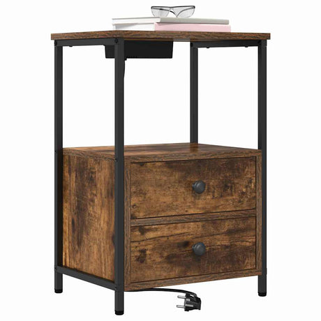 Vidaxl nachtkastje 2 st gerookt eiken 40 x 31 x 60 cm bewerkt hout