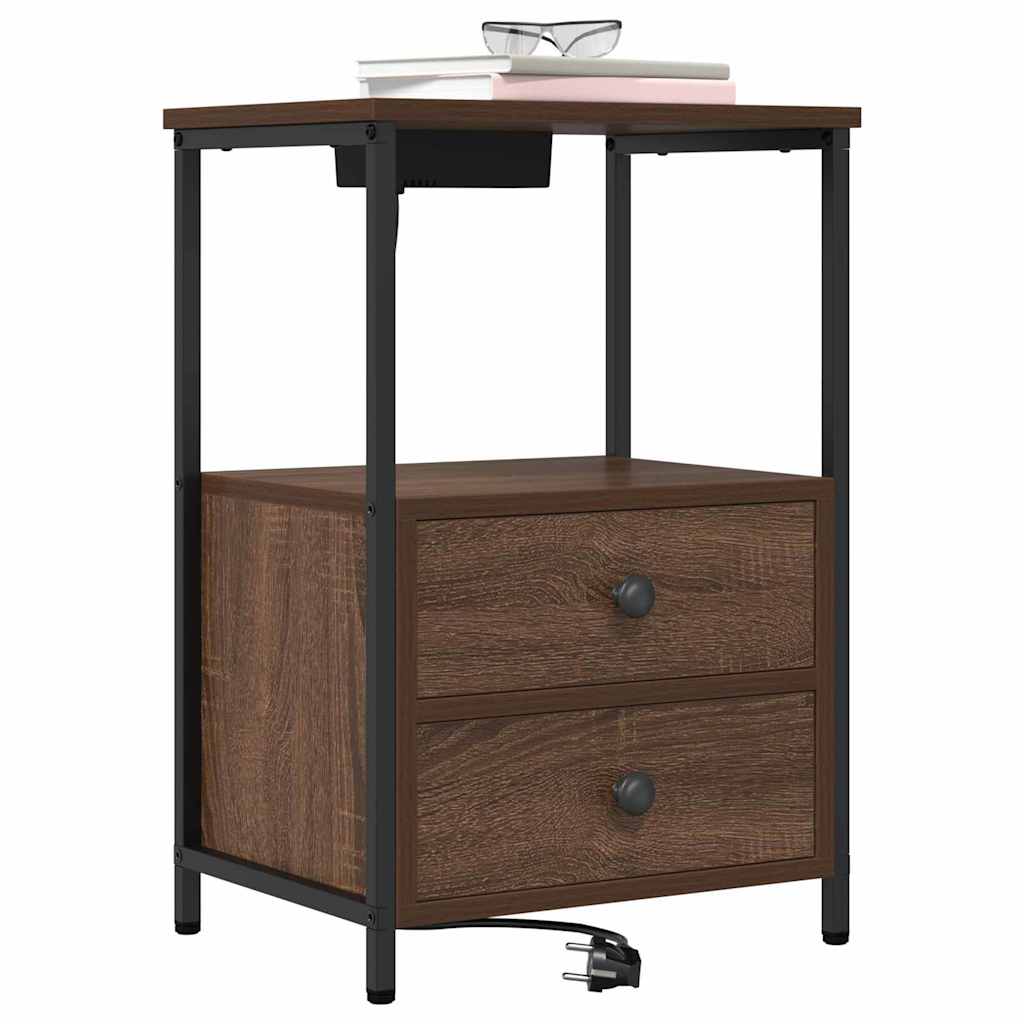 Vidaxl nachtkastje bruin eiken 40 x 31 x 60 cm bewerkt hout