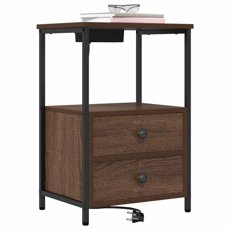 Vidaxl nachtkastje 2 st bruin eiken 40 x 31 x 60 cm bewerkt hout
