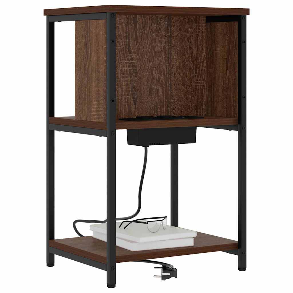 Vidaxl nachtkastje bruin eiken 38 x 31 x 61 cm bewerkt hout