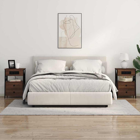 Vidaxl nachtkastje 2 st bruin eiken 40 x 31 x 60 cm bewerkt hout