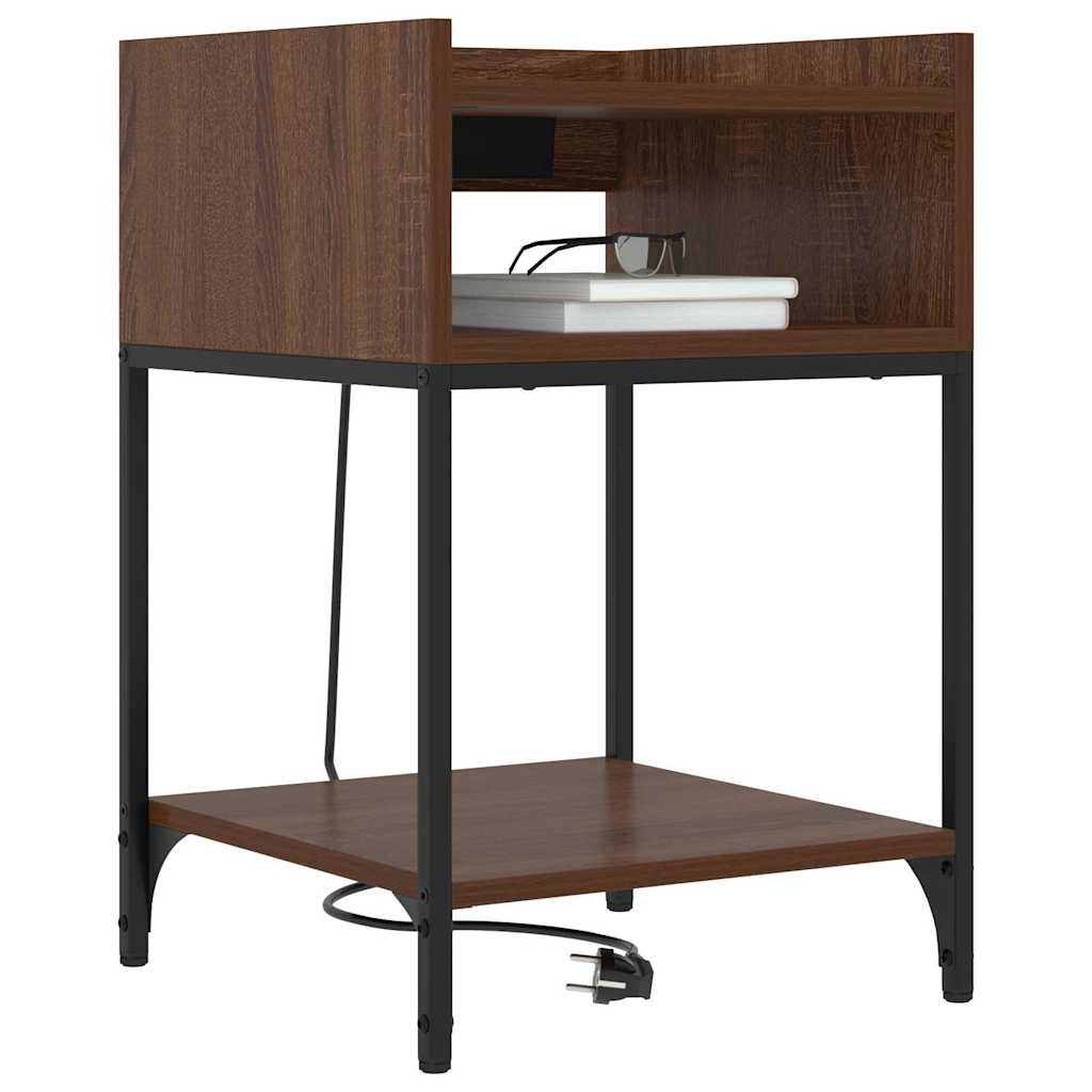 Vidaxl nachtkastje 2 st bruin eiken 40 x 40 x 61 cm bewerkt hout