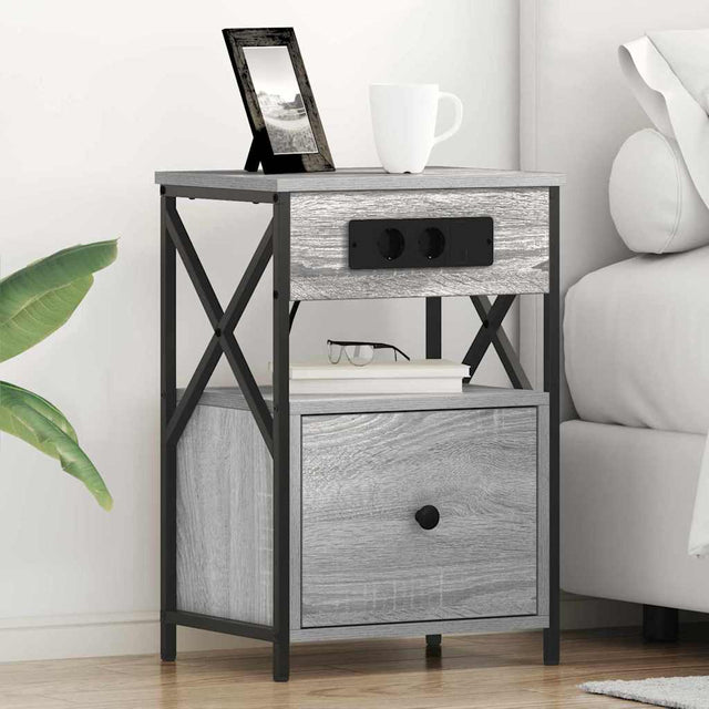 Vidaxl nachtkastje grijs sonoma 40 x 31 x 60 cm bewerkt hout